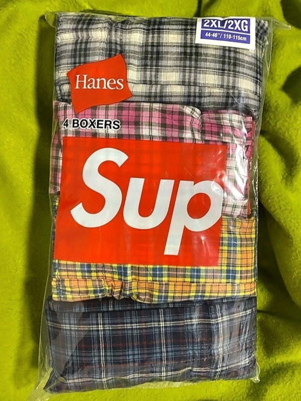 AUTHENTIC NWT Supreme 4 Boxer Briefs Plaid Multi-colour size 2XL